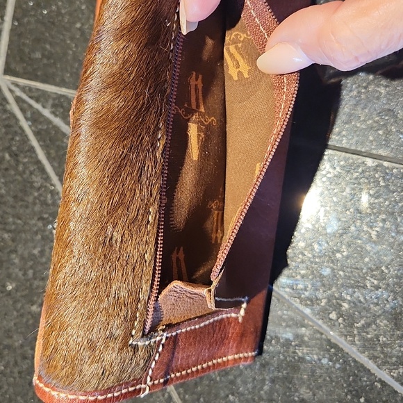 NWOT American Western Leather Tooled Wallet Billfold Cowhide Studs - Picture 6 of 6